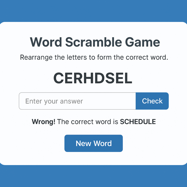 Benefits of word scramble gamesWord Scramble Game